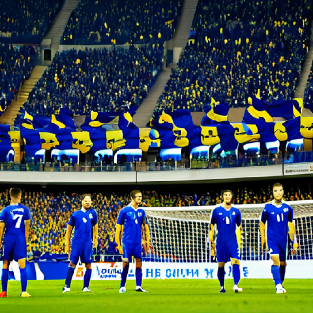 보스니아 헤르체고비나 축구 대표팀 역사 - **
"A vibrant stadium scene during a Bosnia and Herzegovina national football team match, fully clo...