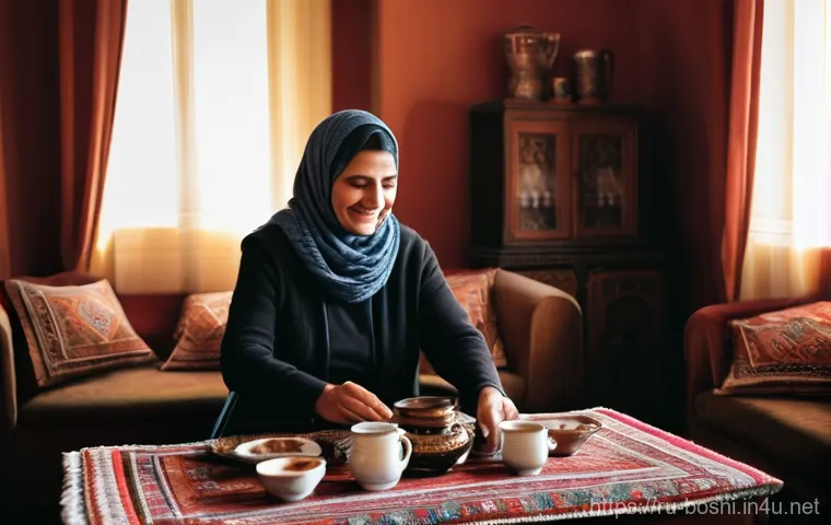 보스니아의 문화적 차이와 에티켓 - **Warm Bosnian Coffee Gathering**
Prompt: A cozy indoor scene depicting a multi-generational Bos...