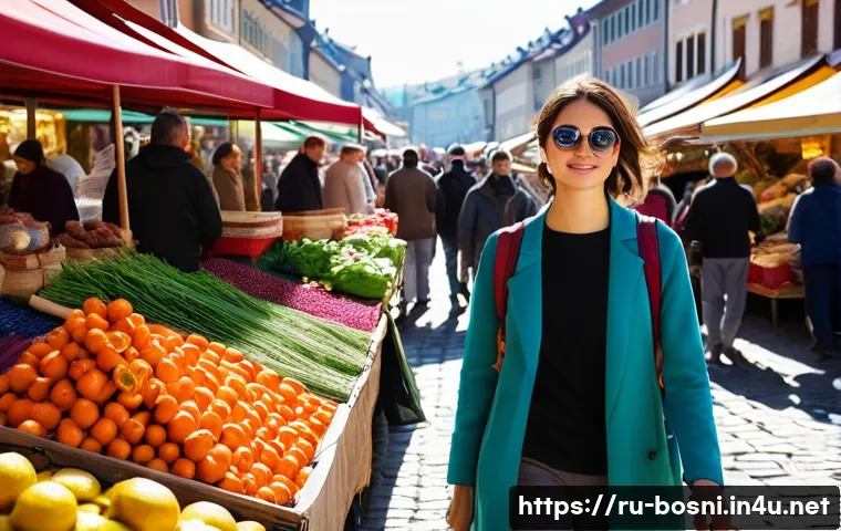 보스니아 헤르체고비나에서 흔히 발생하는 사기 사례 - **Vigilant Traveler in a Bustling Market**
A solo female traveler in her late 20s, dressed in mo...